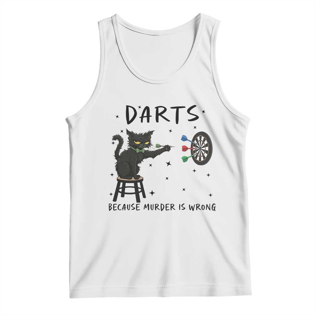 Funny Grumpy Cat Darts Tank Top Because Murder Is Wrong - Wonder Print Shop