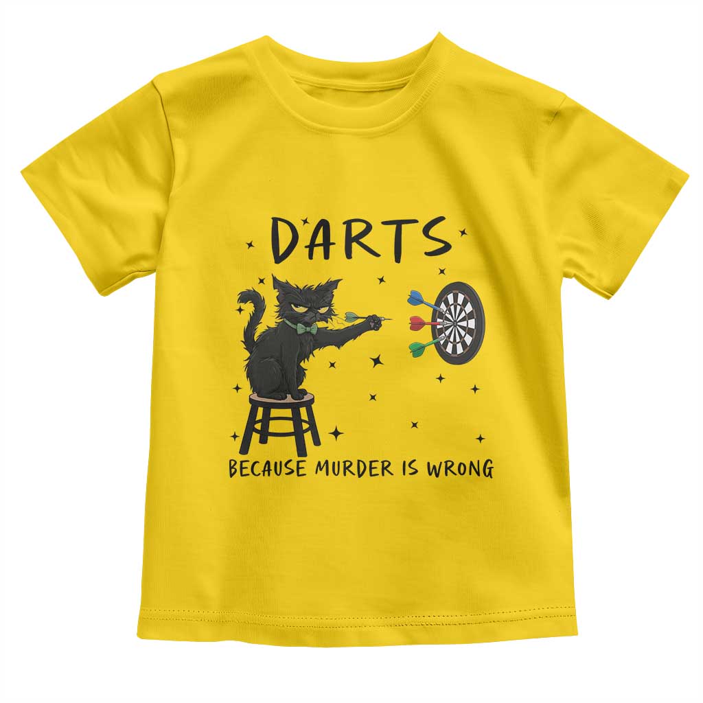 Funny Grumpy Cat Darts Toddler T Shirt Because Murder Is Wrong - Wonder Print Shop