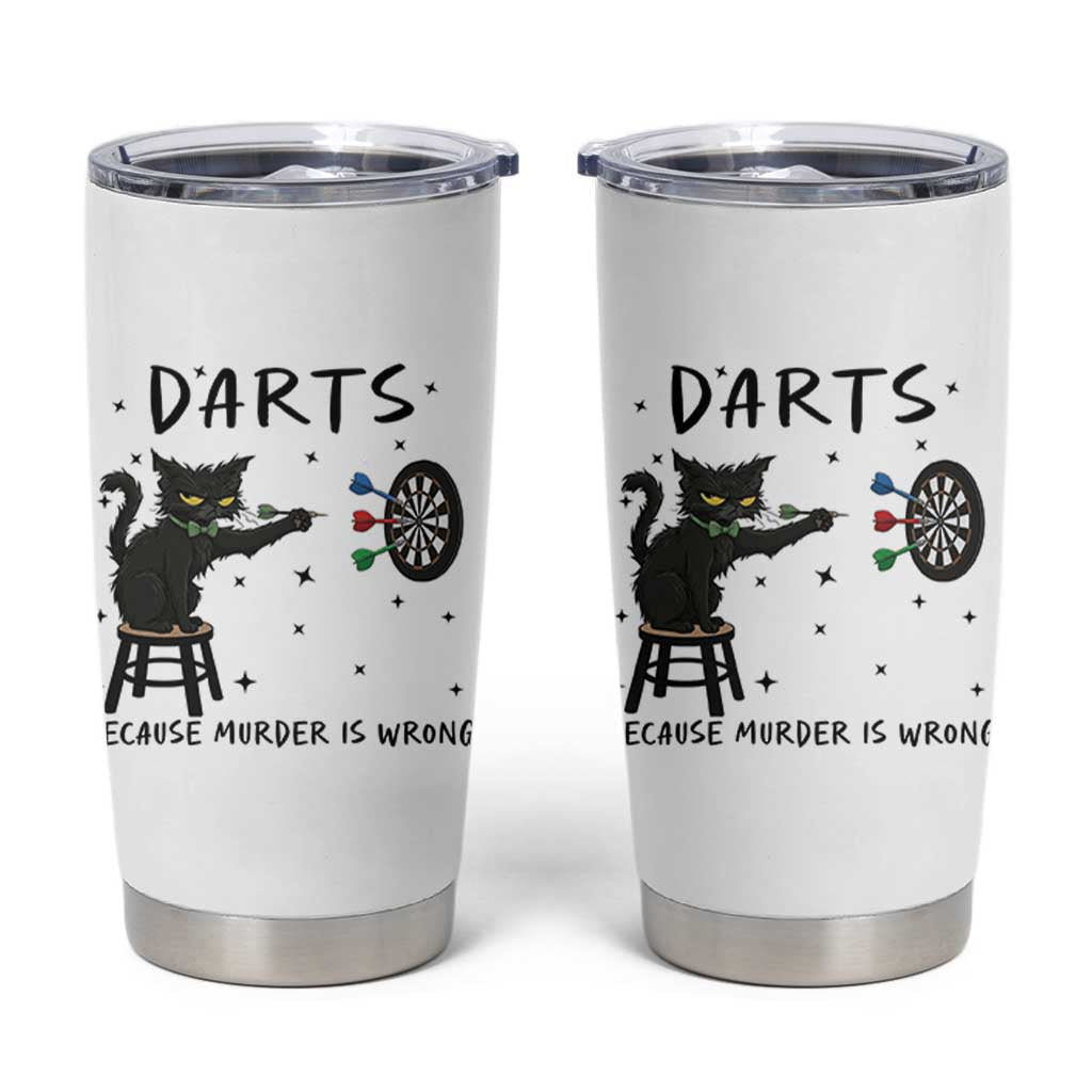 Funny Grumpy Cat Darts Tumbler Cup Because Murder Is Wrong - Wonder Print Shop