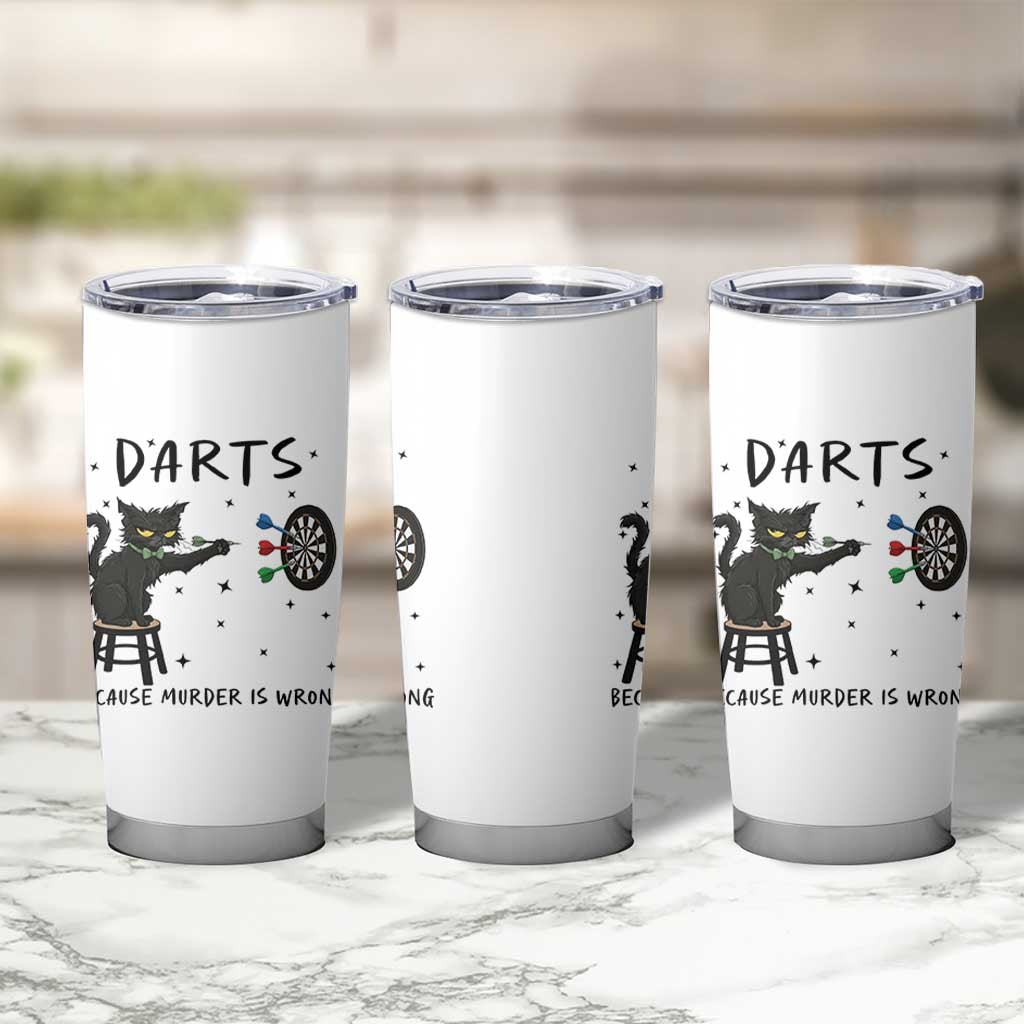 Funny Grumpy Cat Darts Tumbler Cup Because Murder Is Wrong - Wonder Print Shop