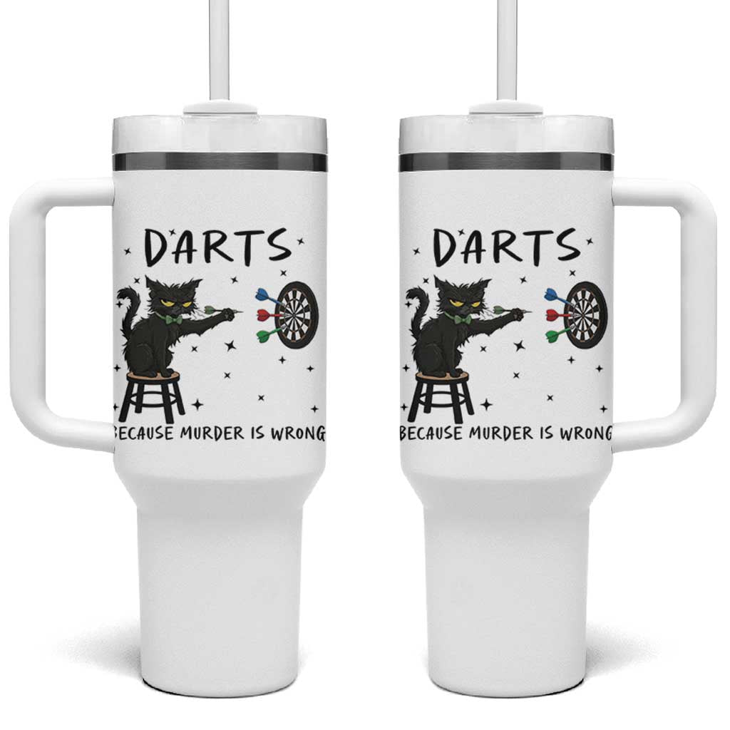 Funny Grumpy Cat Darts Tumbler With Handle Because Murder Is Wrong - Wonder Print Shop
