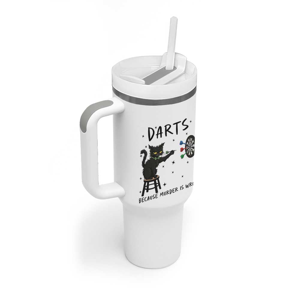 Funny Grumpy Cat Darts Tumbler With Handle Because Murder Is Wrong - Wonder Print Shop