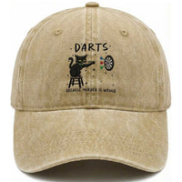 Funny Grumpy Cat Darts Washed Cotton Baseball Cap Because Murder Is Wrong