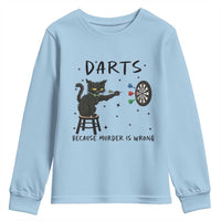 Funny Grumpy Cat Darts Youth Sweatshirt Because Murder Is Wrong - Wonder Print Shop