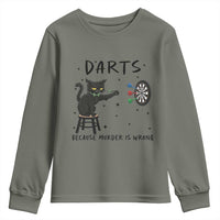 Funny Grumpy Cat Darts Youth Sweatshirt Because Murder Is Wrong - Wonder Print Shop