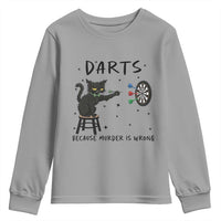 Funny Grumpy Cat Darts Youth Sweatshirt Because Murder Is Wrong - Wonder Print Shop