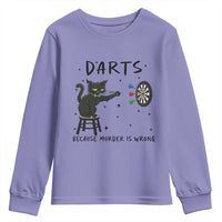 Funny Grumpy Cat Darts Youth Sweatshirt Because Murder Is Wrong - Wonder Print Shop