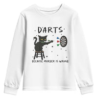 Funny Grumpy Cat Darts Youth Sweatshirt Because Murder Is Wrong - Wonder Print Shop