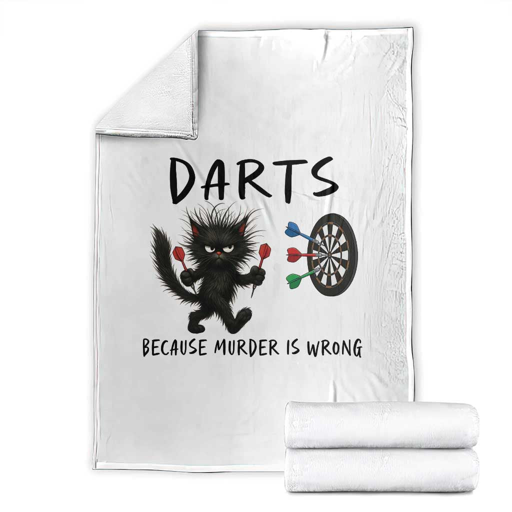 Funny Grumpy Cat Dart Player Throw Blanket Because Murder Is Wrong Pub Game Gift - Wonder Print Shop