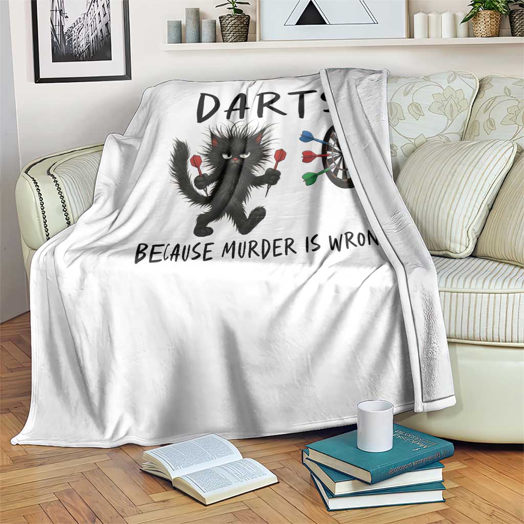 Funny Grumpy Cat Dart Player Throw Blanket Because Murder Is Wrong Pub Game Gift - Wonder Print Shop