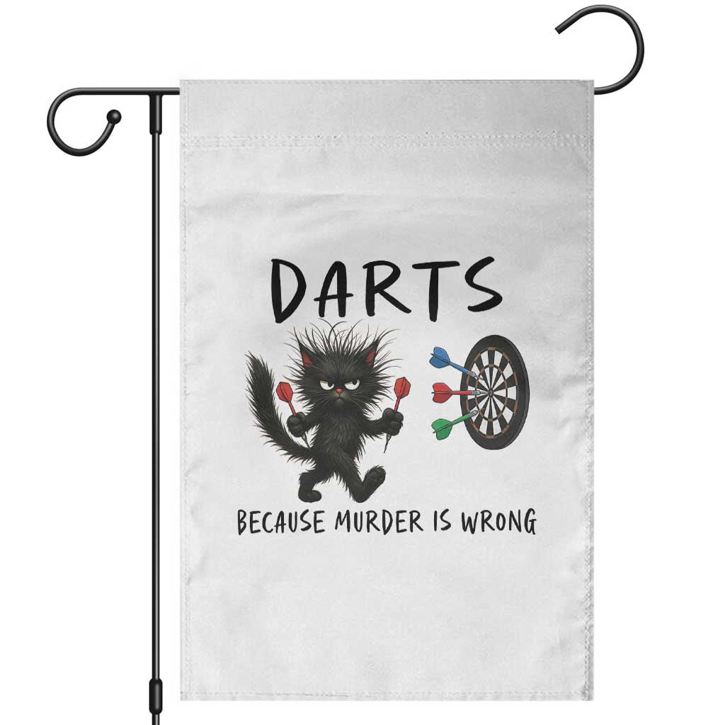 Funny Grumpy Cat Dart Player Garden Flag Because Murder Is Wrong Pub Game Gift - Wonder Print Shop