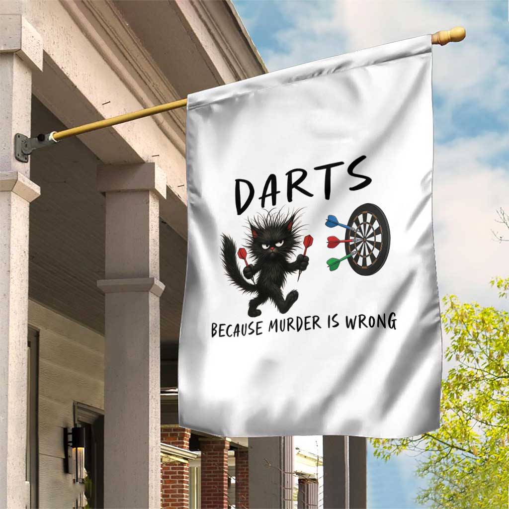 Funny Grumpy Cat Dart Player Garden Flag Because Murder Is Wrong Pub Game Gift - Wonder Print Shop