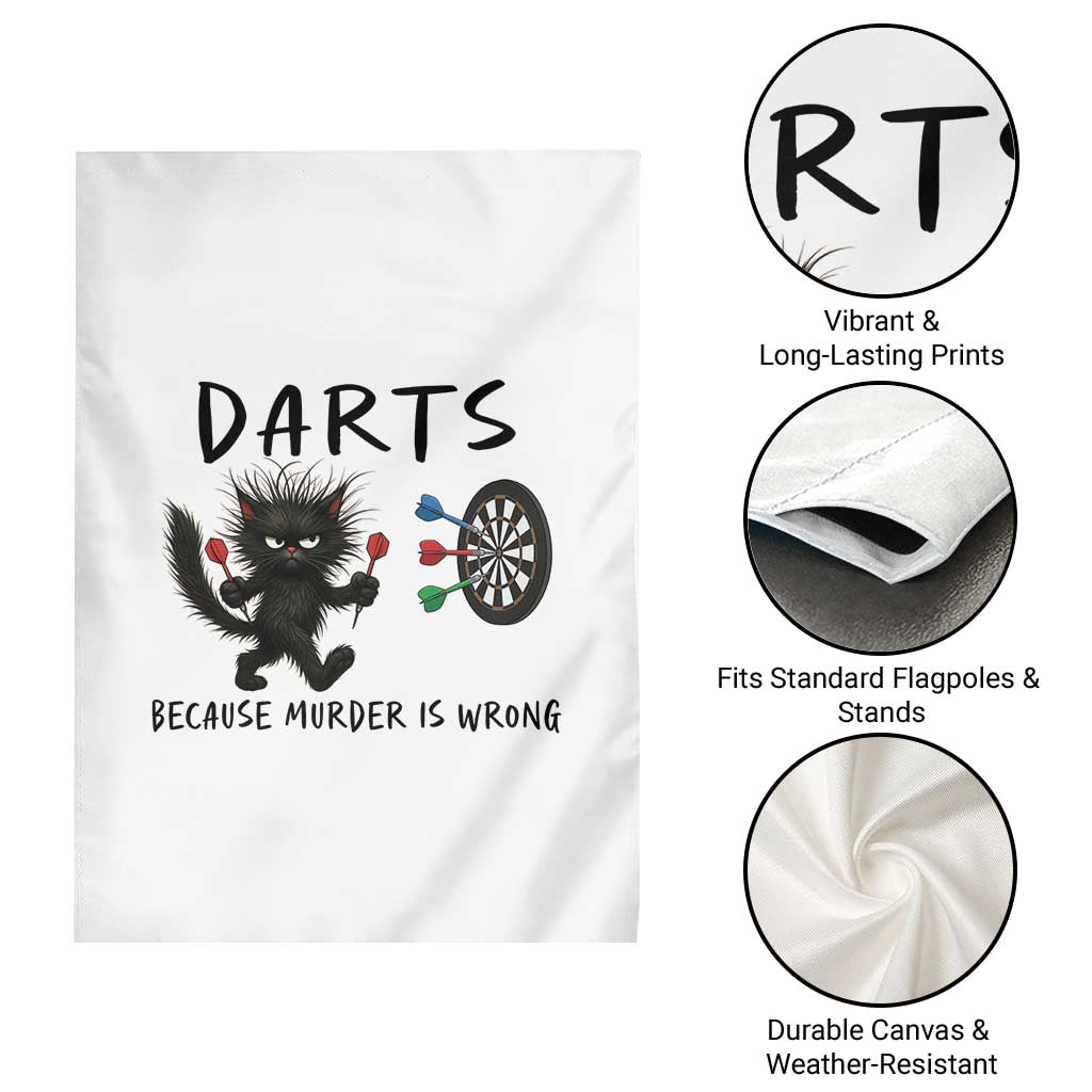 Funny Grumpy Cat Dart Player Garden Flag Because Murder Is Wrong Pub Game Gift - Wonder Print Shop