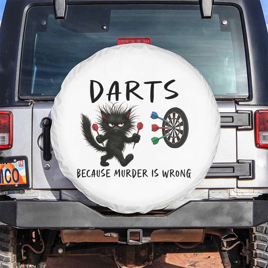Funny Grumpy Cat Dart Player Spare Tire Cover Because Murder Is Wrong Pub Game Gift - Wonder Print Shop