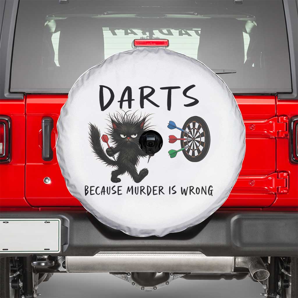 Funny Grumpy Cat Dart Player Spare Tire Cover Because Murder Is Wrong Pub Game Gift - Wonder Print Shop