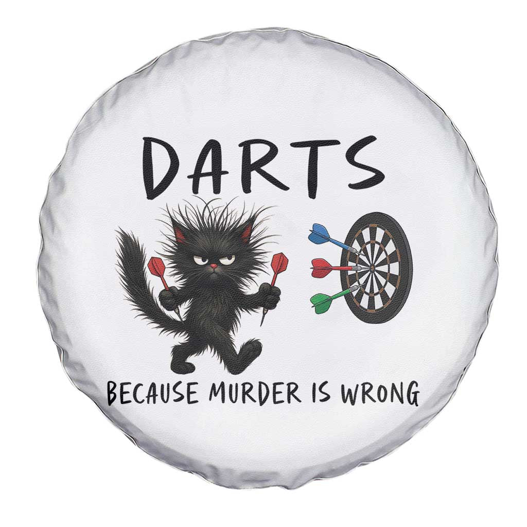 Funny Grumpy Cat Dart Player Spare Tire Cover Because Murder Is Wrong Pub Game Gift - Wonder Print Shop