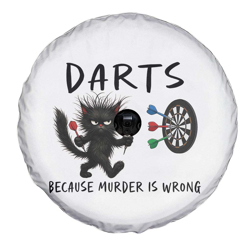Funny Grumpy Cat Dart Player Spare Tire Cover Because Murder Is Wrong Pub Game Gift - Wonder Print Shop