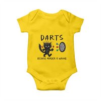 Funny Grumpy Cat Dart Player Baby Onesie Because Murder Is Wrong Pub Game Gift - Wonder Print Shop