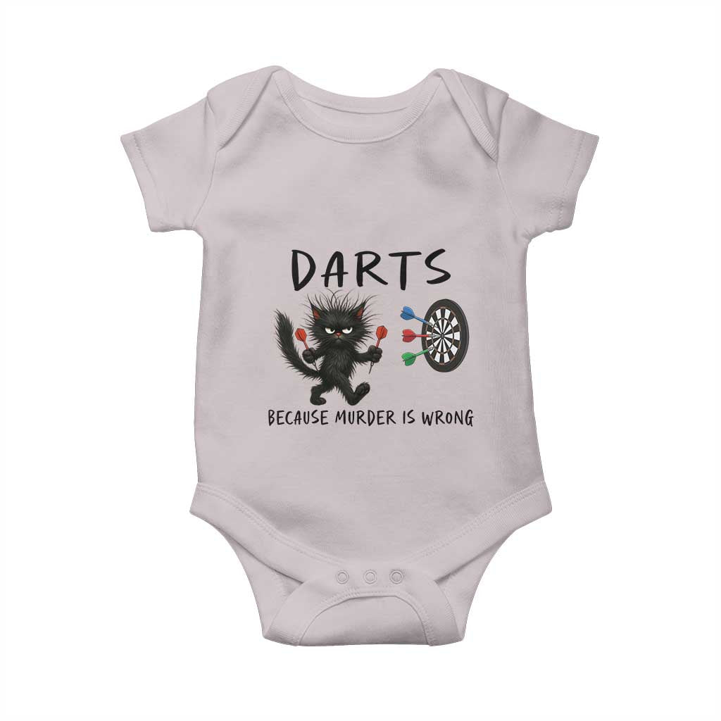 Funny Grumpy Cat Dart Player Baby Onesie Because Murder Is Wrong Pub Game Gift - Wonder Print Shop