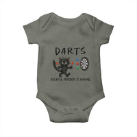 Funny Grumpy Cat Dart Player Baby Onesie Because Murder Is Wrong Pub Game Gift - Wonder Print Shop