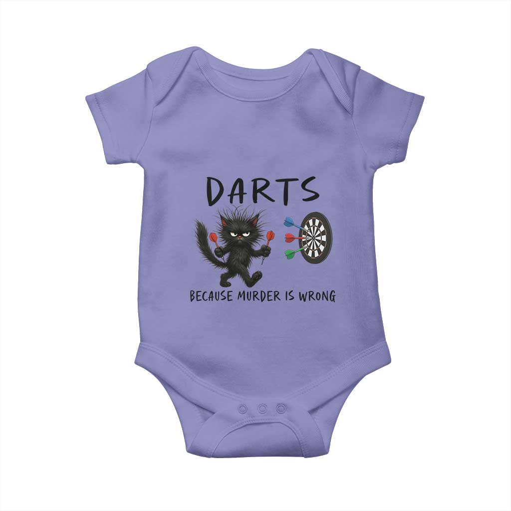 Funny Grumpy Cat Dart Player Baby Onesie Because Murder Is Wrong Pub Game Gift - Wonder Print Shop