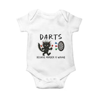 Funny Grumpy Cat Dart Player Baby Onesie Because Murder Is Wrong Pub Game Gift - Wonder Print Shop