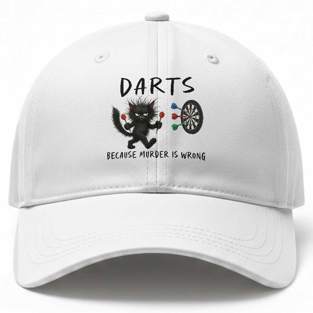 Funny Grumpy Cat Dart Player Baseball Cap Because Murder Is Wrong Pub Game Gift