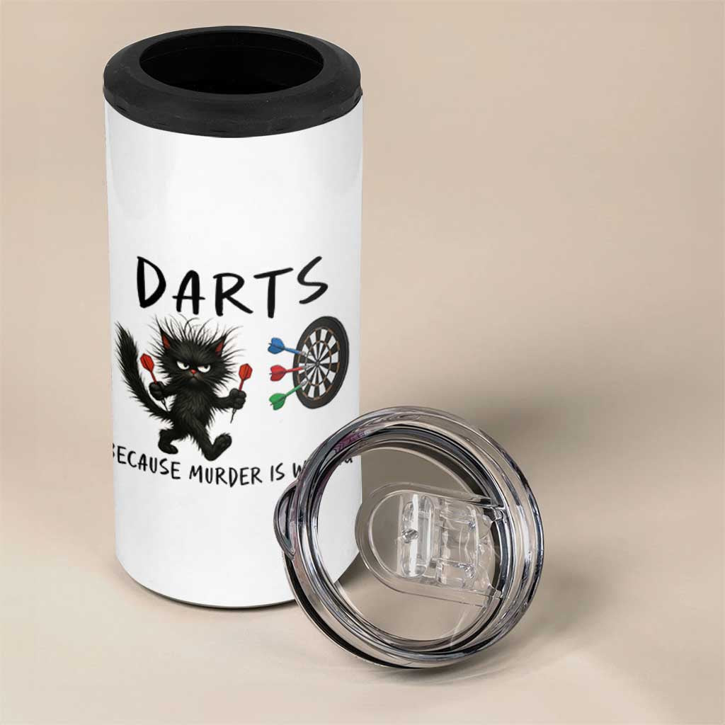 Funny Grumpy Cat Dart Player 4 in 1 Can Cooler Tumbler Because Murder Is Wrong Pub Game Gift - Wonder Print Shop
