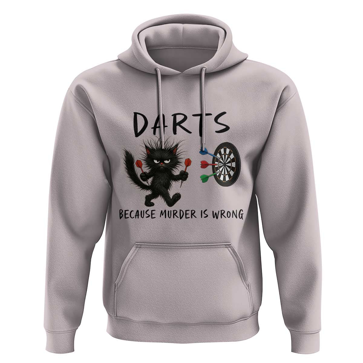 Funny Grumpy Cat Dart Player Hoodie Because Murder Is Wrong Pub Game Gift - Wonder Print Shop