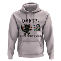 Funny Grumpy Cat Dart Player Hoodie Because Murder Is Wrong Pub Game Gift - Wonder Print Shop