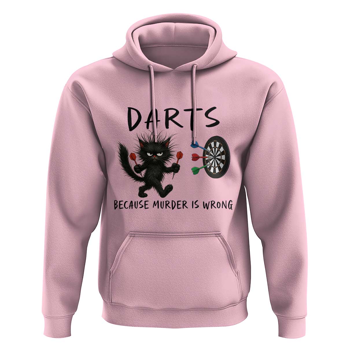 Funny Grumpy Cat Dart Player Hoodie Because Murder Is Wrong Pub Game Gift - Wonder Print Shop