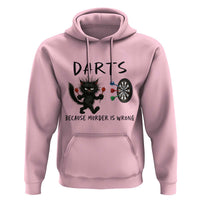 Funny Grumpy Cat Dart Player Hoodie Because Murder Is Wrong Pub Game Gift - Wonder Print Shop