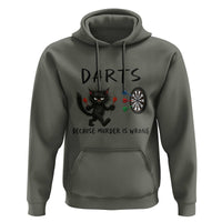 Funny Grumpy Cat Dart Player Hoodie Because Murder Is Wrong Pub Game Gift - Wonder Print Shop