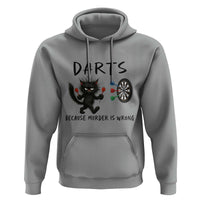 Funny Grumpy Cat Dart Player Hoodie Because Murder Is Wrong Pub Game Gift - Wonder Print Shop