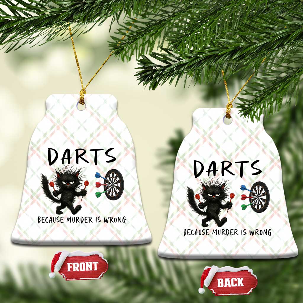 Funny Grumpy Cat Dart Player Ceramic Ornament Because Murder Is Wrong Pub Game Gift - Wonder Print Shop