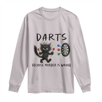 Funny Grumpy Cat Dart Player Long Sleeve Shirt Because Murder Is Wrong Pub Game Gift - Wonder Print Shop