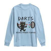 Funny Grumpy Cat Dart Player Long Sleeve Shirt Because Murder Is Wrong Pub Game Gift - Wonder Print Shop