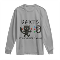 Funny Grumpy Cat Dart Player Long Sleeve Shirt Because Murder Is Wrong Pub Game Gift - Wonder Print Shop