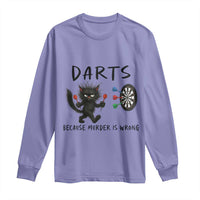 Funny Grumpy Cat Dart Player Long Sleeve Shirt Because Murder Is Wrong Pub Game Gift - Wonder Print Shop