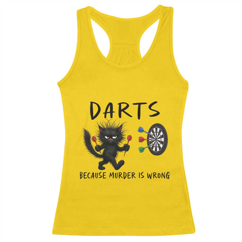 Funny Grumpy Cat Dart Player Racerback Tank Top Because Murder Is Wrong Pub Game Gift - Wonder Print Shop