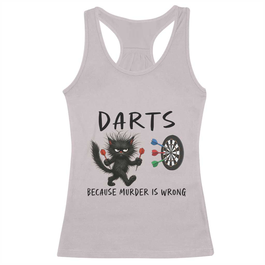 Funny Grumpy Cat Dart Player Racerback Tank Top Because Murder Is Wrong Pub Game Gift - Wonder Print Shop