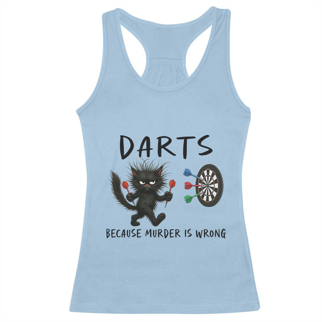 Funny Grumpy Cat Dart Player Racerback Tank Top Because Murder Is Wrong Pub Game Gift - Wonder Print Shop