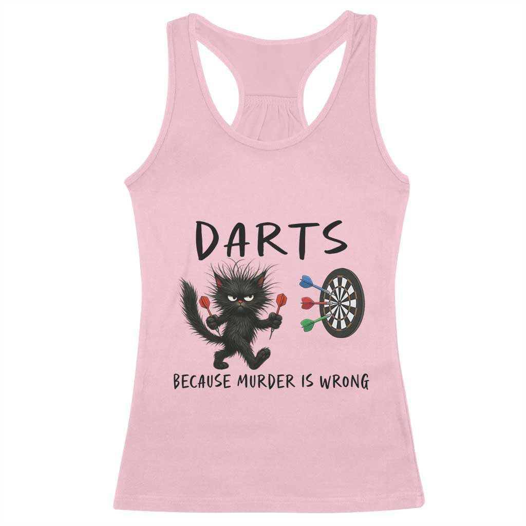 Funny Grumpy Cat Dart Player Racerback Tank Top Because Murder Is Wrong Pub Game Gift - Wonder Print Shop