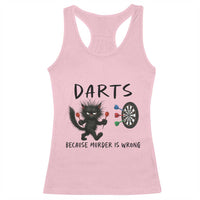 Funny Grumpy Cat Dart Player Racerback Tank Top Because Murder Is Wrong Pub Game Gift - Wonder Print Shop
