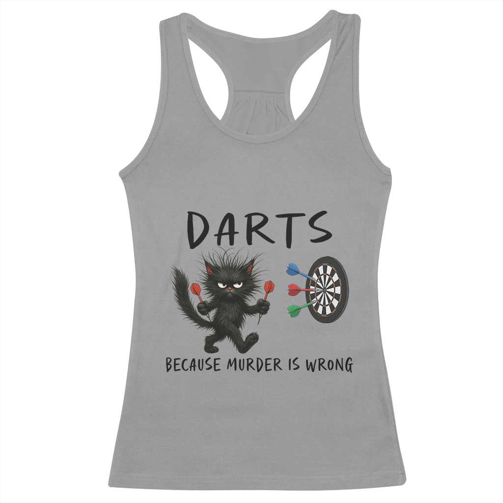 Funny Grumpy Cat Dart Player Racerback Tank Top Because Murder Is Wrong Pub Game Gift - Wonder Print Shop
