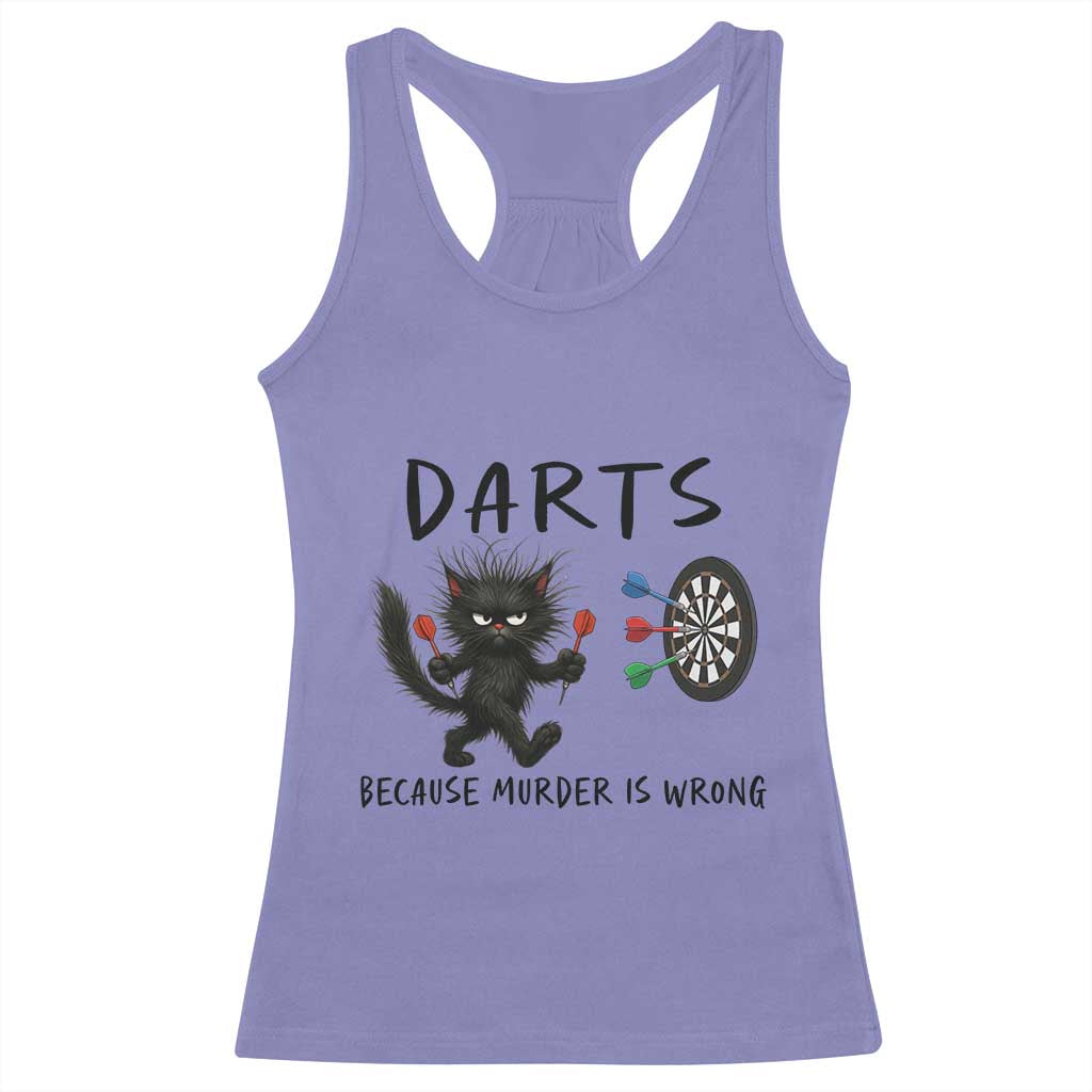 Funny Grumpy Cat Dart Player Racerback Tank Top Because Murder Is Wrong Pub Game Gift - Wonder Print Shop