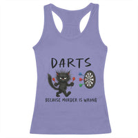 Funny Grumpy Cat Dart Player Racerback Tank Top Because Murder Is Wrong Pub Game Gift - Wonder Print Shop
