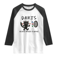Funny Grumpy Cat Dart Player Raglan Shirt Because Murder Is Wrong Pub Game Gift - Wonder Print Shop