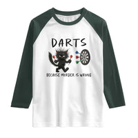 Funny Grumpy Cat Dart Player Raglan Shirt Because Murder Is Wrong Pub Game Gift - Wonder Print Shop