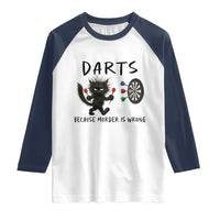 Funny Grumpy Cat Dart Player Raglan Shirt Because Murder Is Wrong Pub Game Gift - Wonder Print Shop